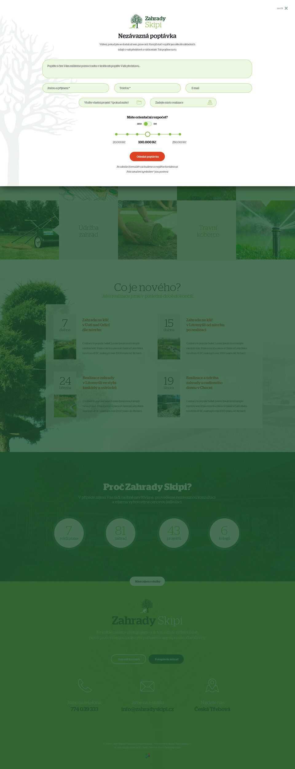 Unikátní webdesign pro klienta Zahrady Skipi