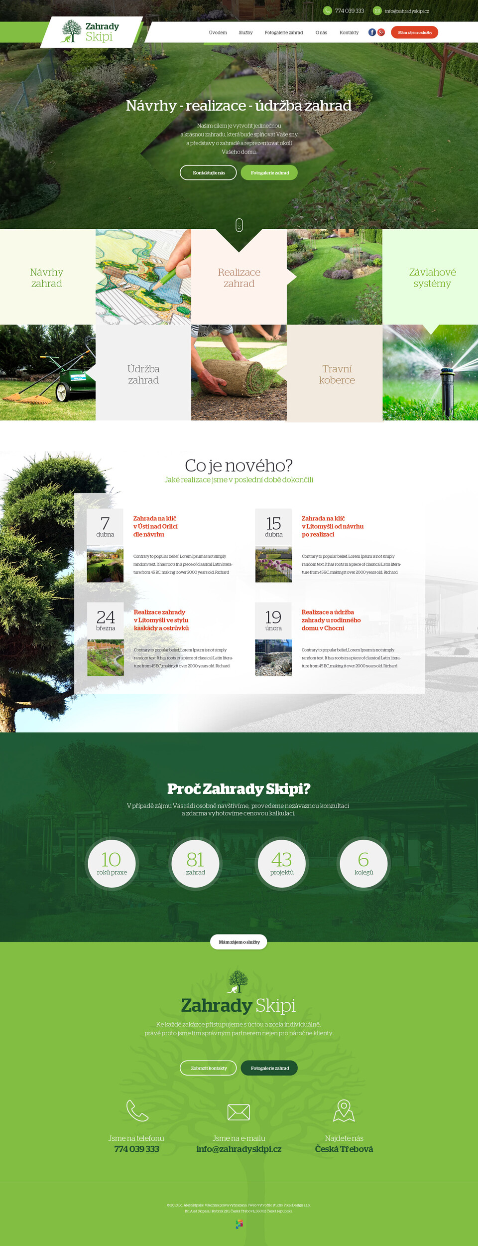 Unikátní webdesign pro klienta Zahrady Skipi